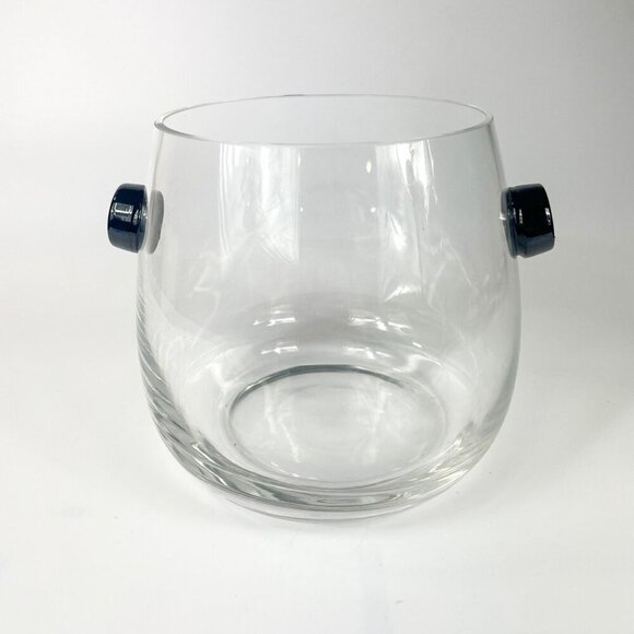 Qualia Glass Ebony Ice Bucket With Clear Black Knob Handles - Picture 2 of 7